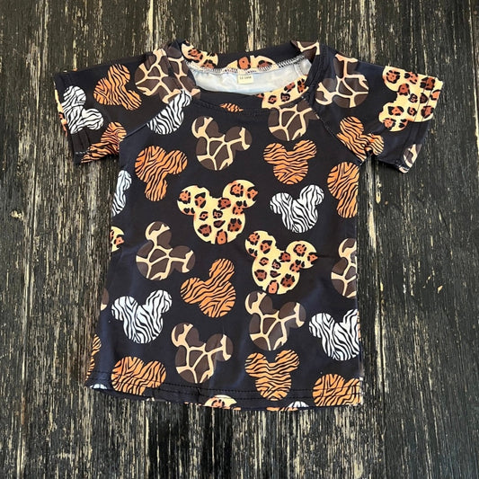 Mouse animal print matching sibling shirt
