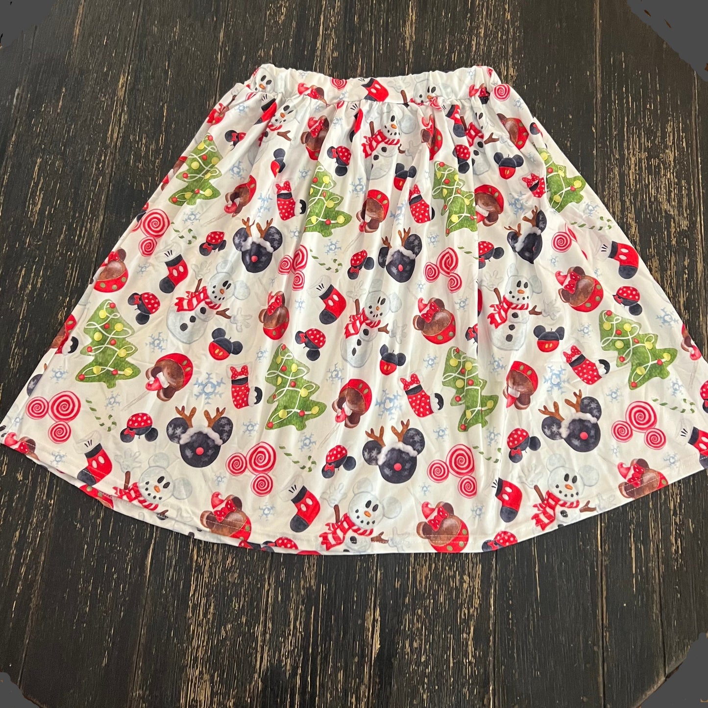 Mouse Christmas / holiday elastic band women’s / teen skirt