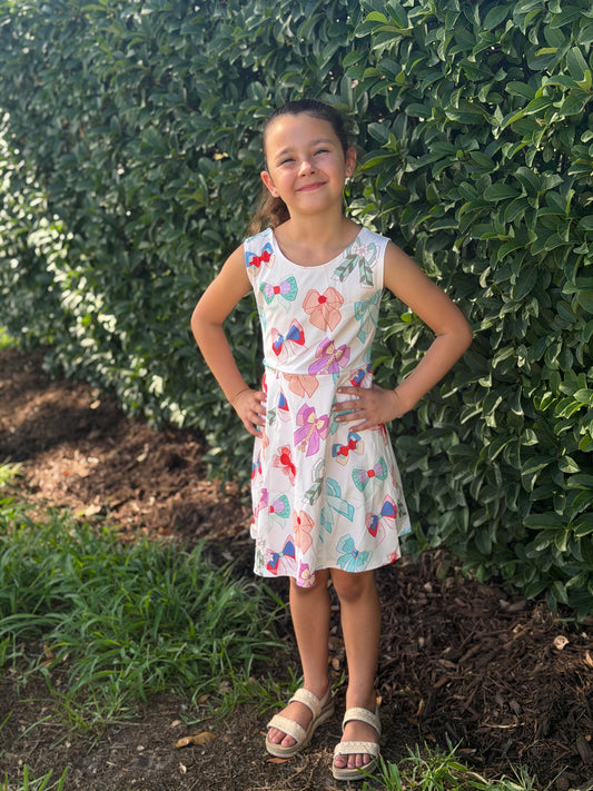 Princess bows active wear yoga style dress with shorts