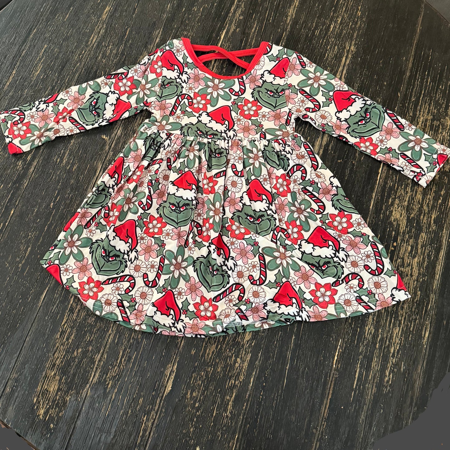 Christmas holiday green grouch long sleeve dress