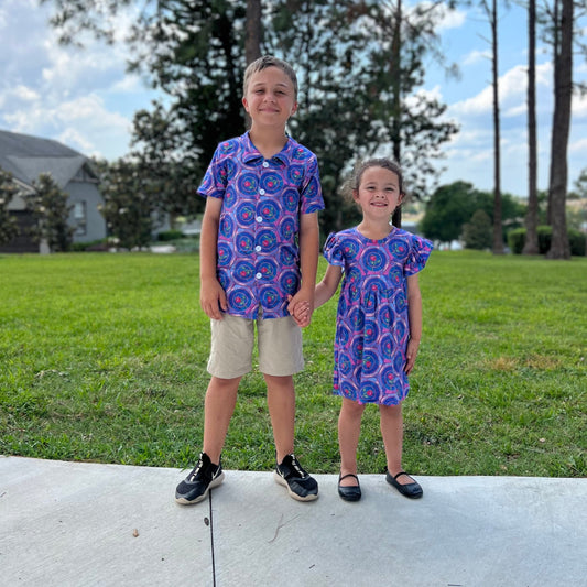 Enchanted rose inspired button down boys shirt