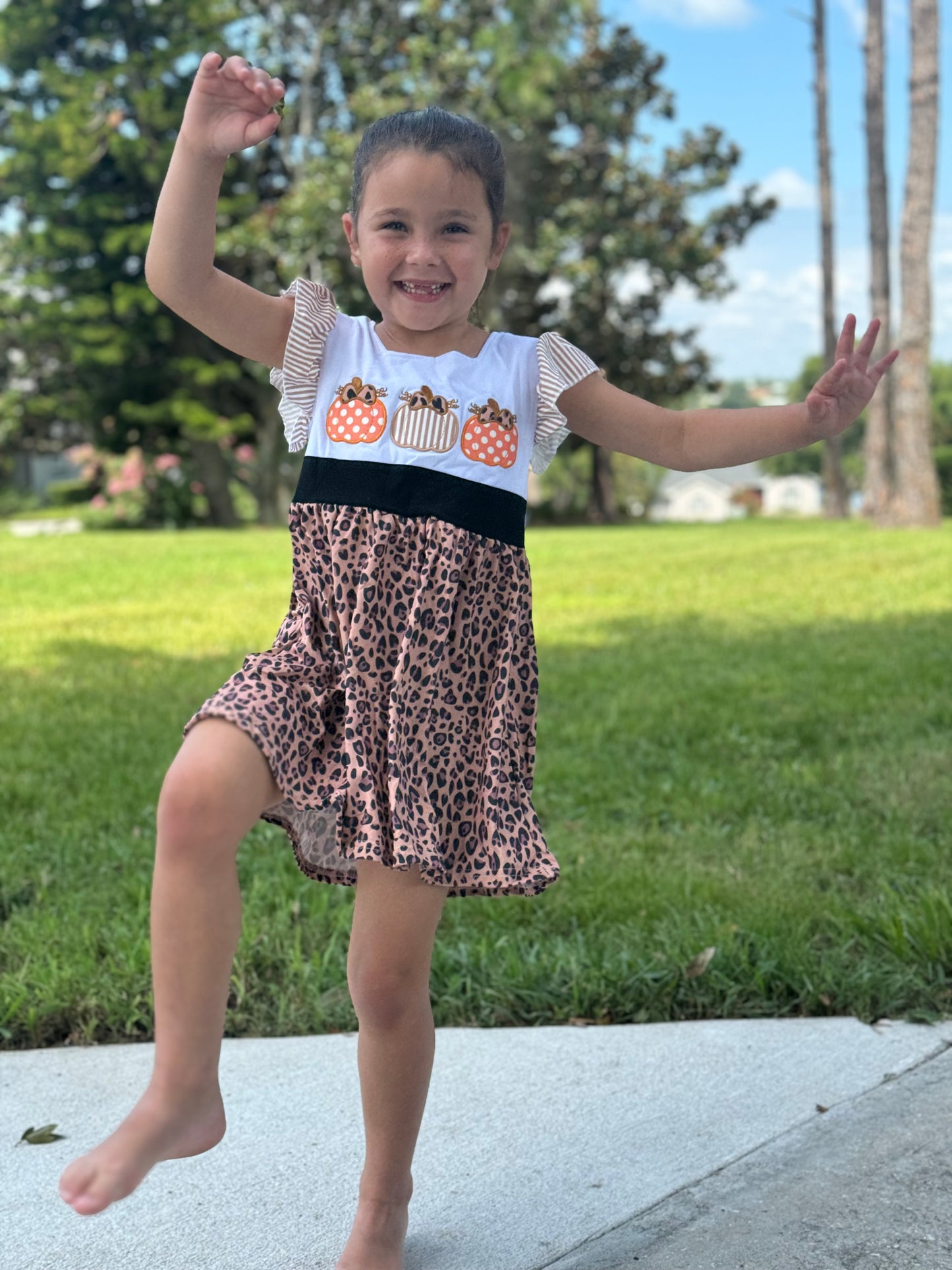 Fall Pumpkin Embroidered dress