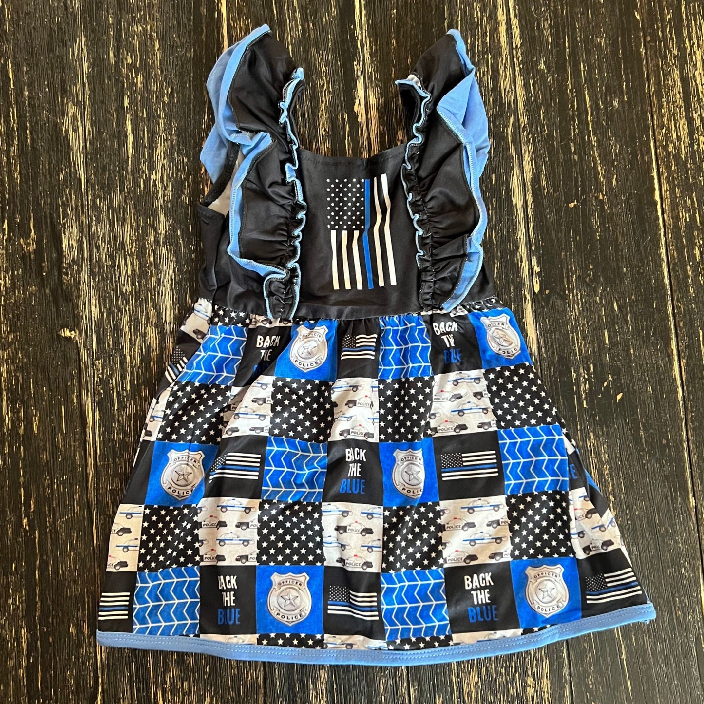 Blue police flag dress ~ Back the blue - thin blue line