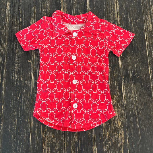 Mouse theme button down boys shirt