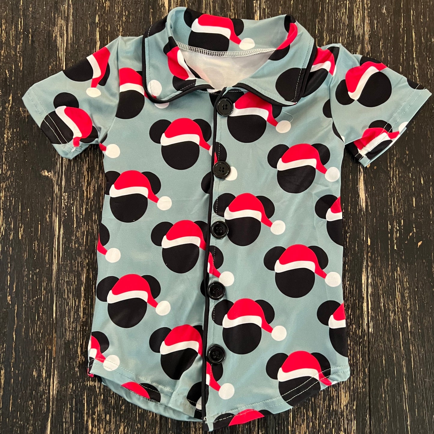 Christmas Mouse Santa inspired button down boys shirt