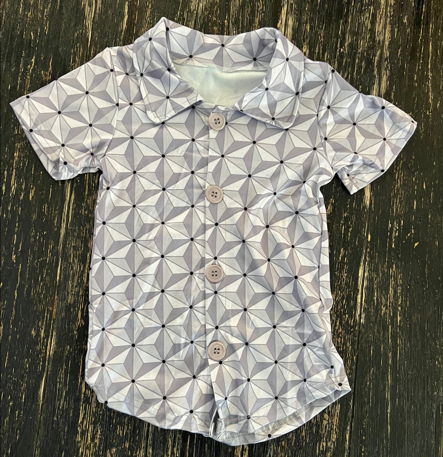 Spaceship inspired button down boys shirt