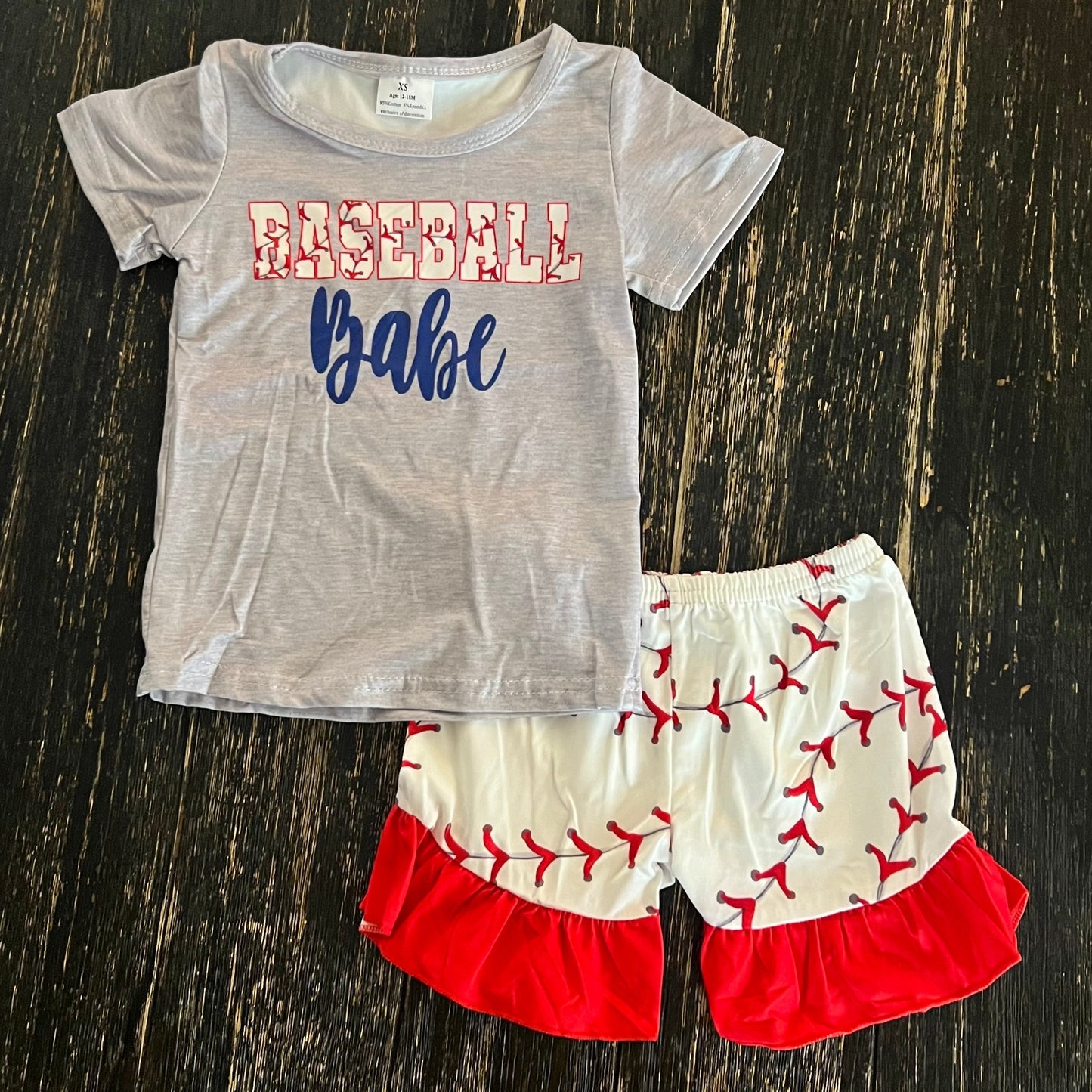 Baseball ruffle short set