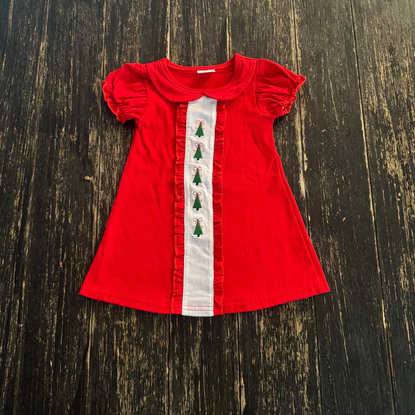 Christmas holiday red embroidered dress