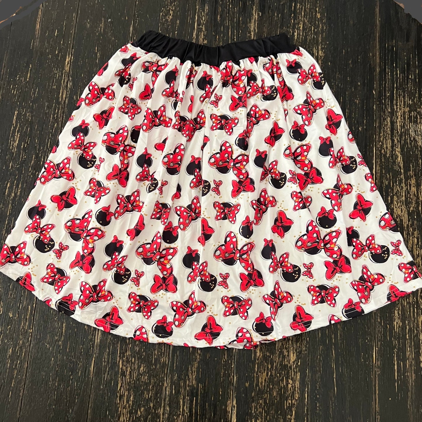 Mouse bows polka dot elastic band women’s / teen skirt