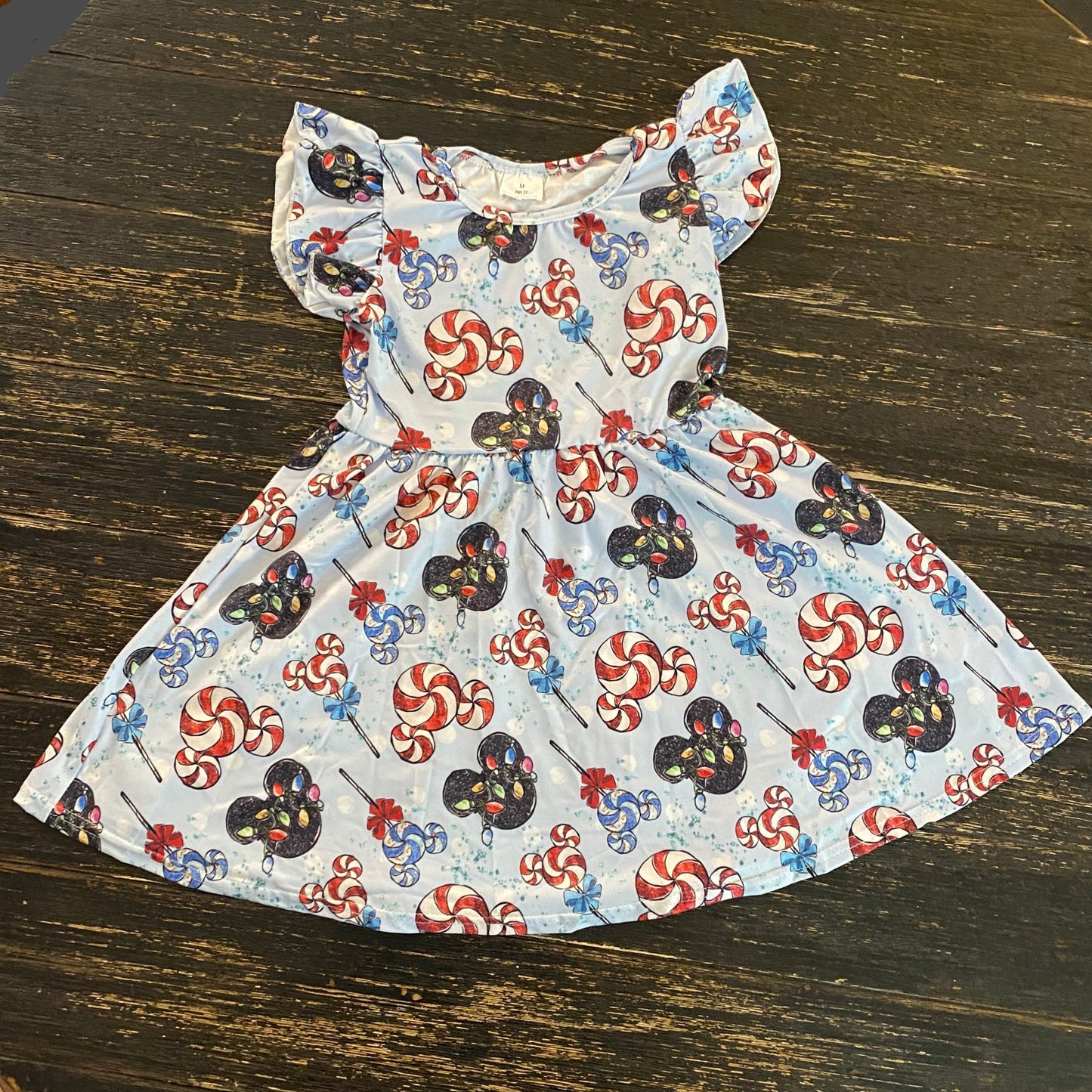Christmas holiday Mouse inspired dress with flutter sleeve
