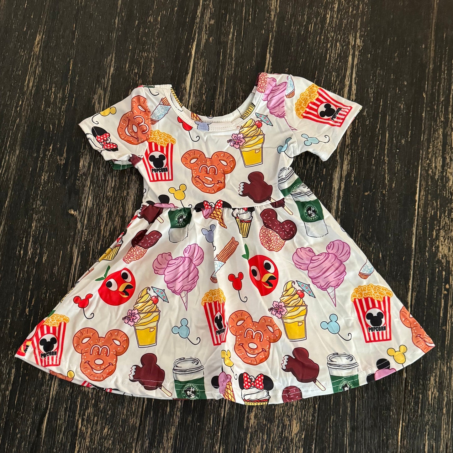 Mouse theme park white snacks dress