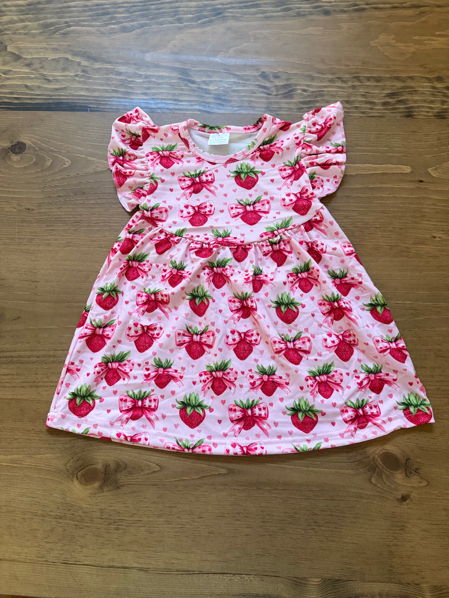 Strawberry flutter sleeve dress