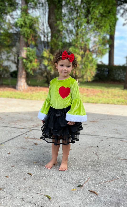 Grouch Who Stole Christmas inspired velvet bodysuit / onesie