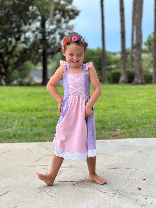 Long haired princess and Rose princess inspired dress