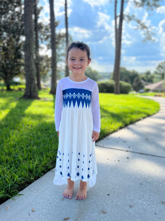 Ice Queen inspired princess dress with cape
