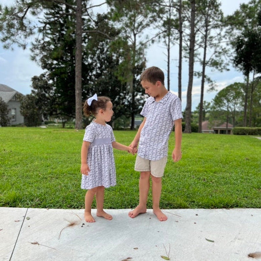 Spaceship inspired button down boys shirt