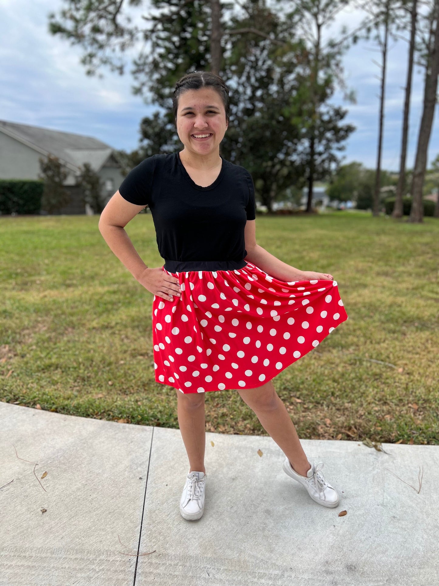 Clearance Mouse inspired red with white polka dot print women’s / teen skirt