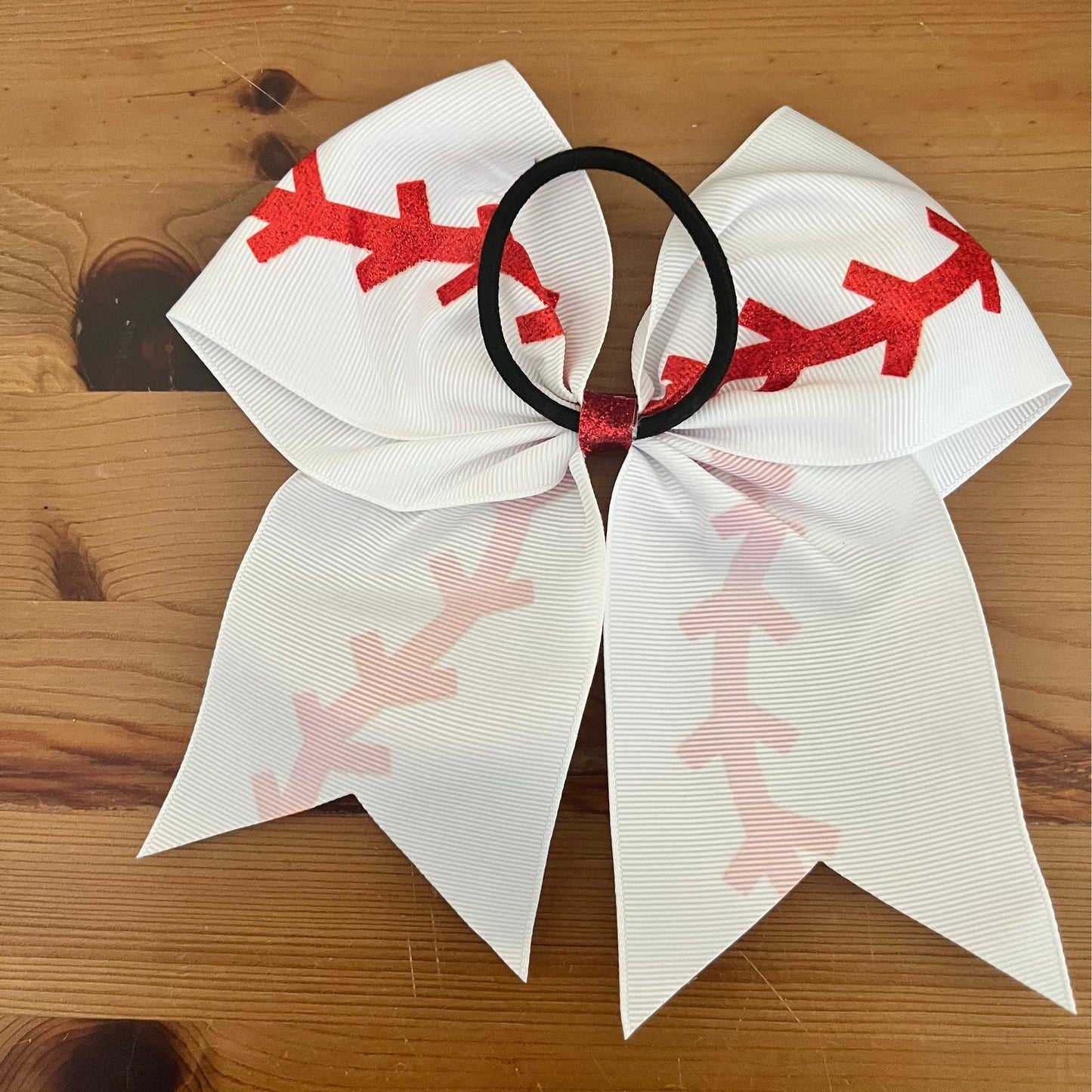 Baseball bow with hair tie