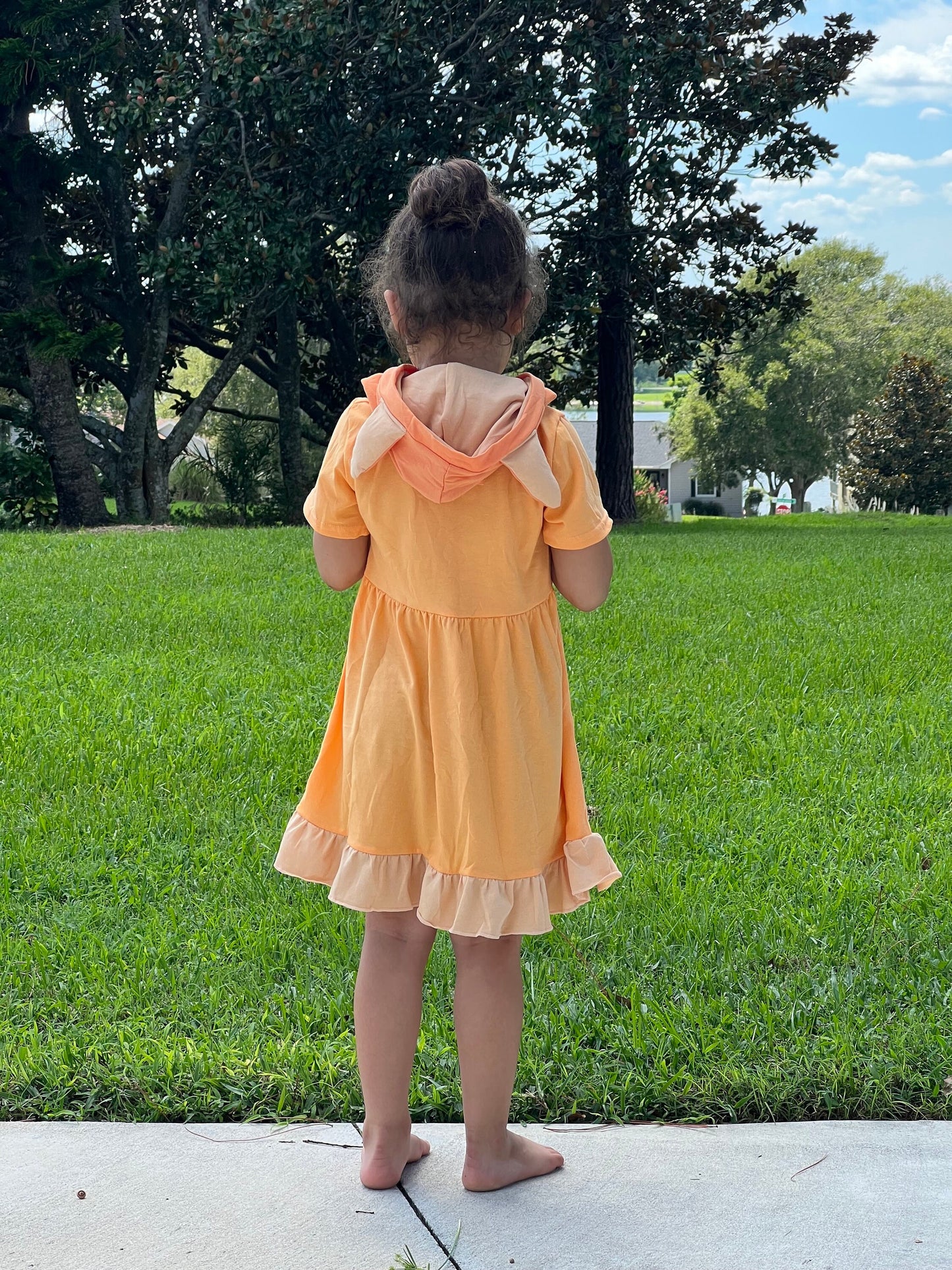 Cartoon blue and orange dog inspired dress