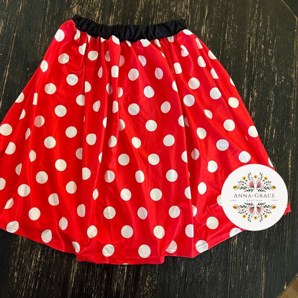Clearance Mouse inspired red with white polka dot print women’s / teen skirt