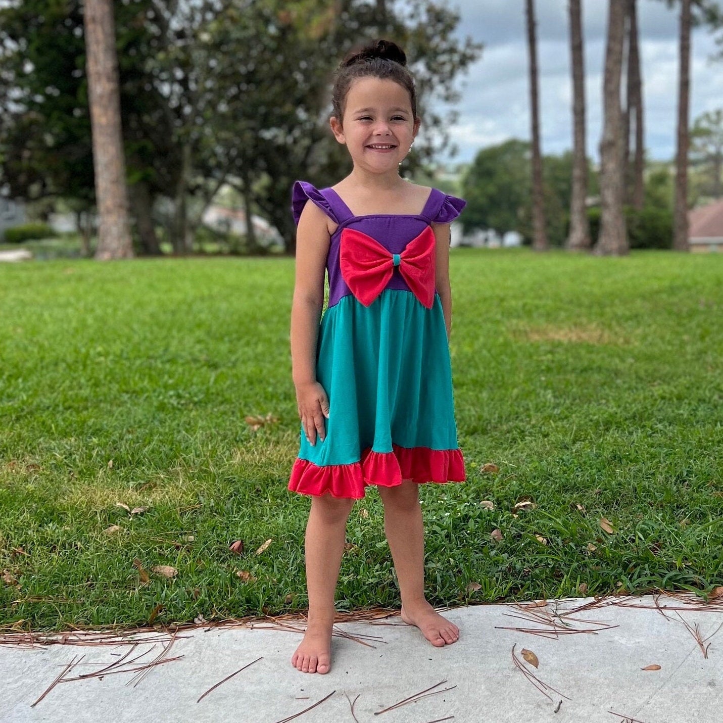 Mermaid / polka dot mouse inspired ruffle dress