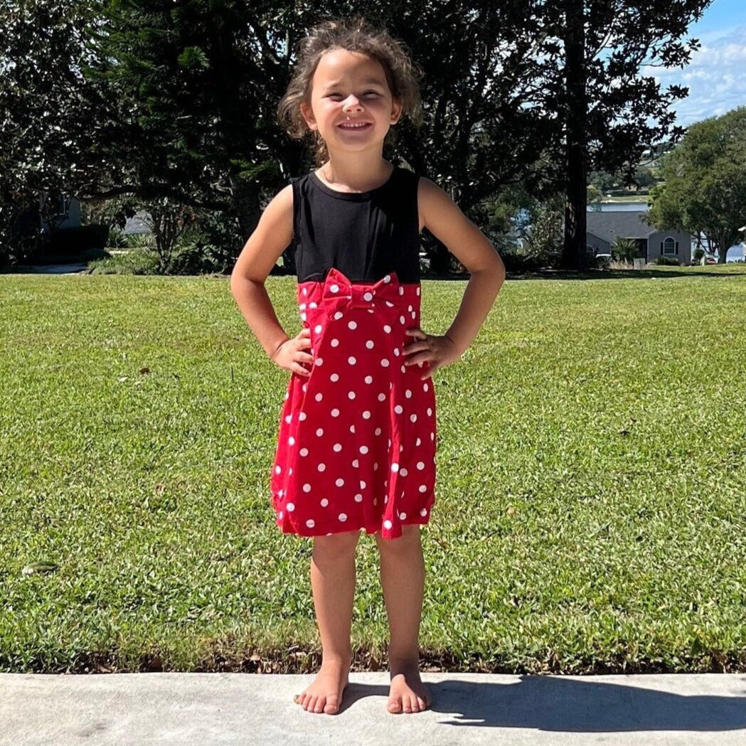 Mouse inspired polka dot princess dress