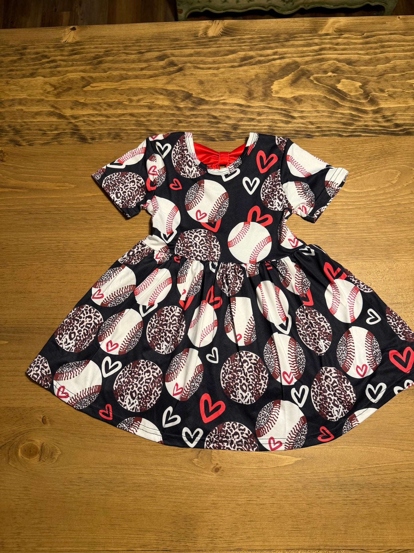 Baseball leopard heart dress