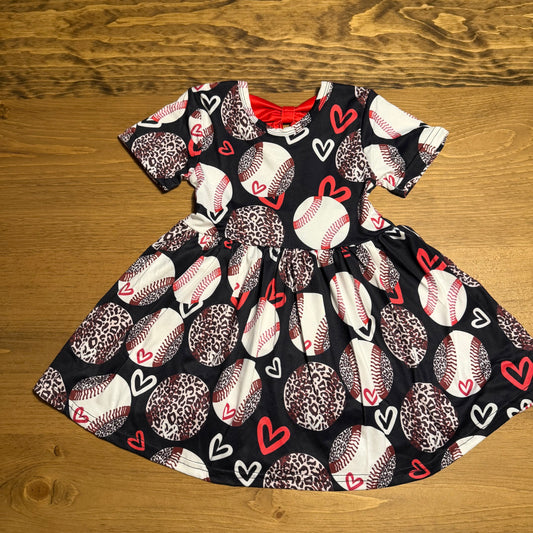 Baseball leopard heart dress