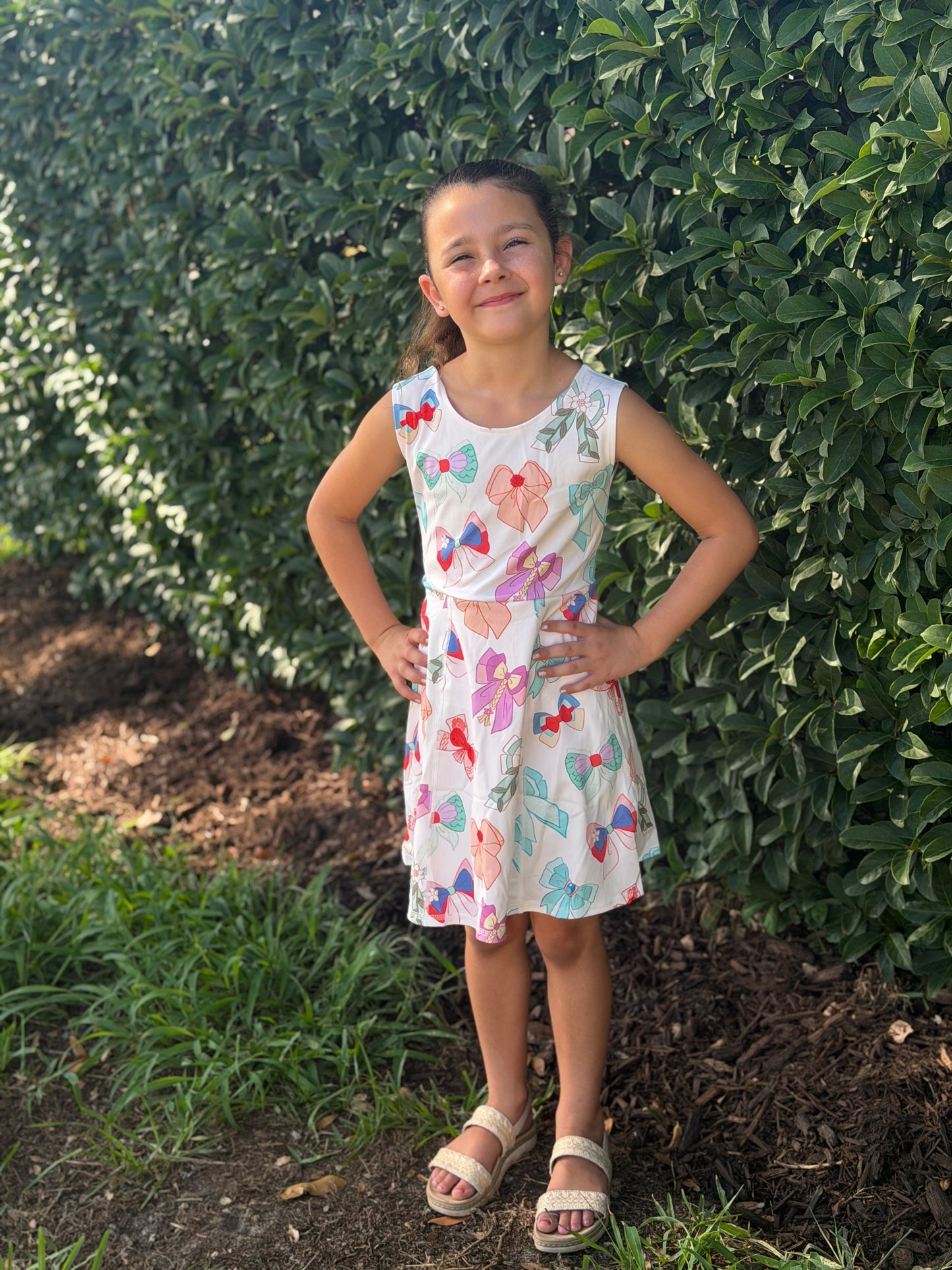 Princess bows active wear yoga style dress with shorts