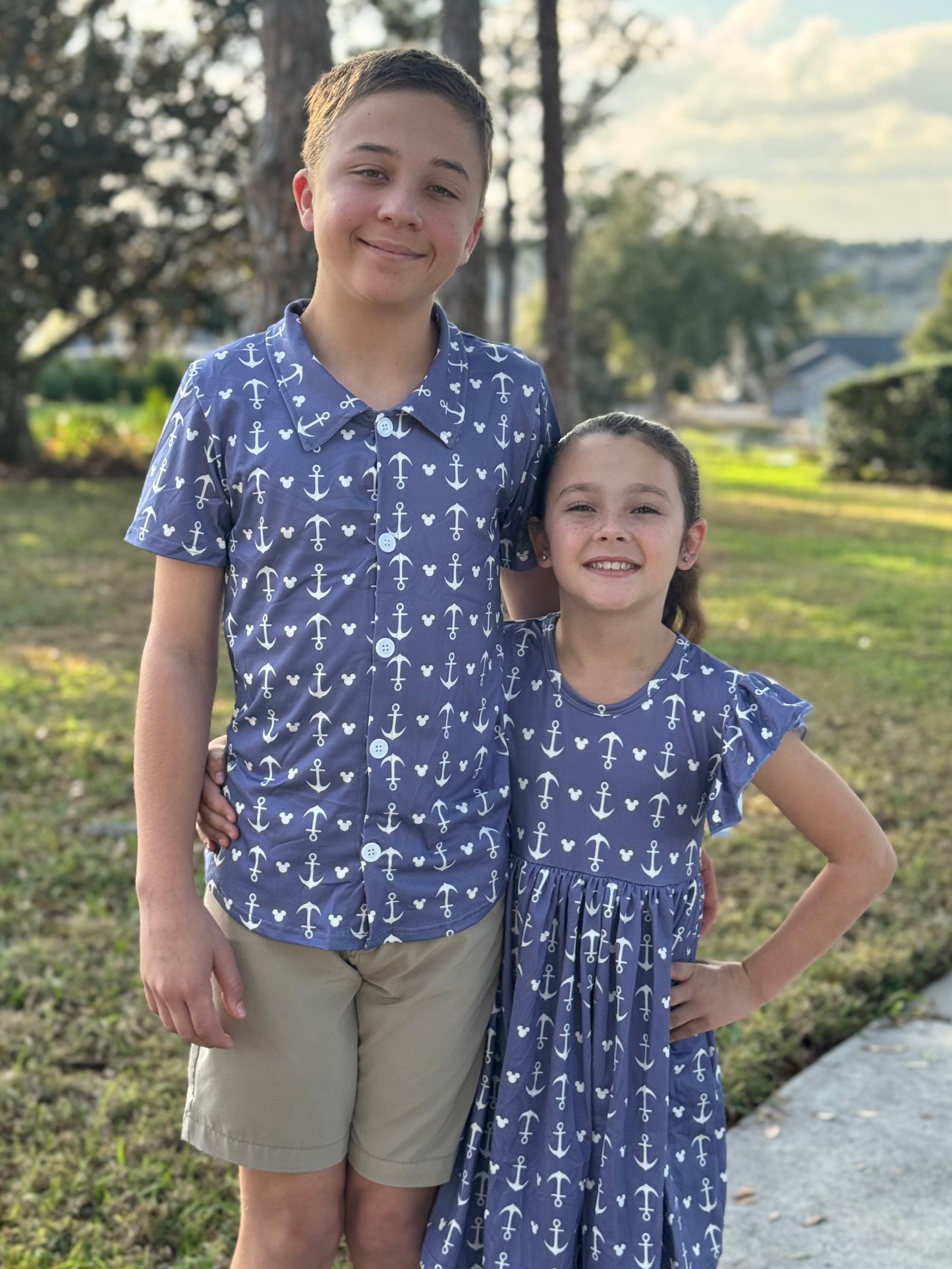 Cruise Anchor mouse Boys button up Shirt