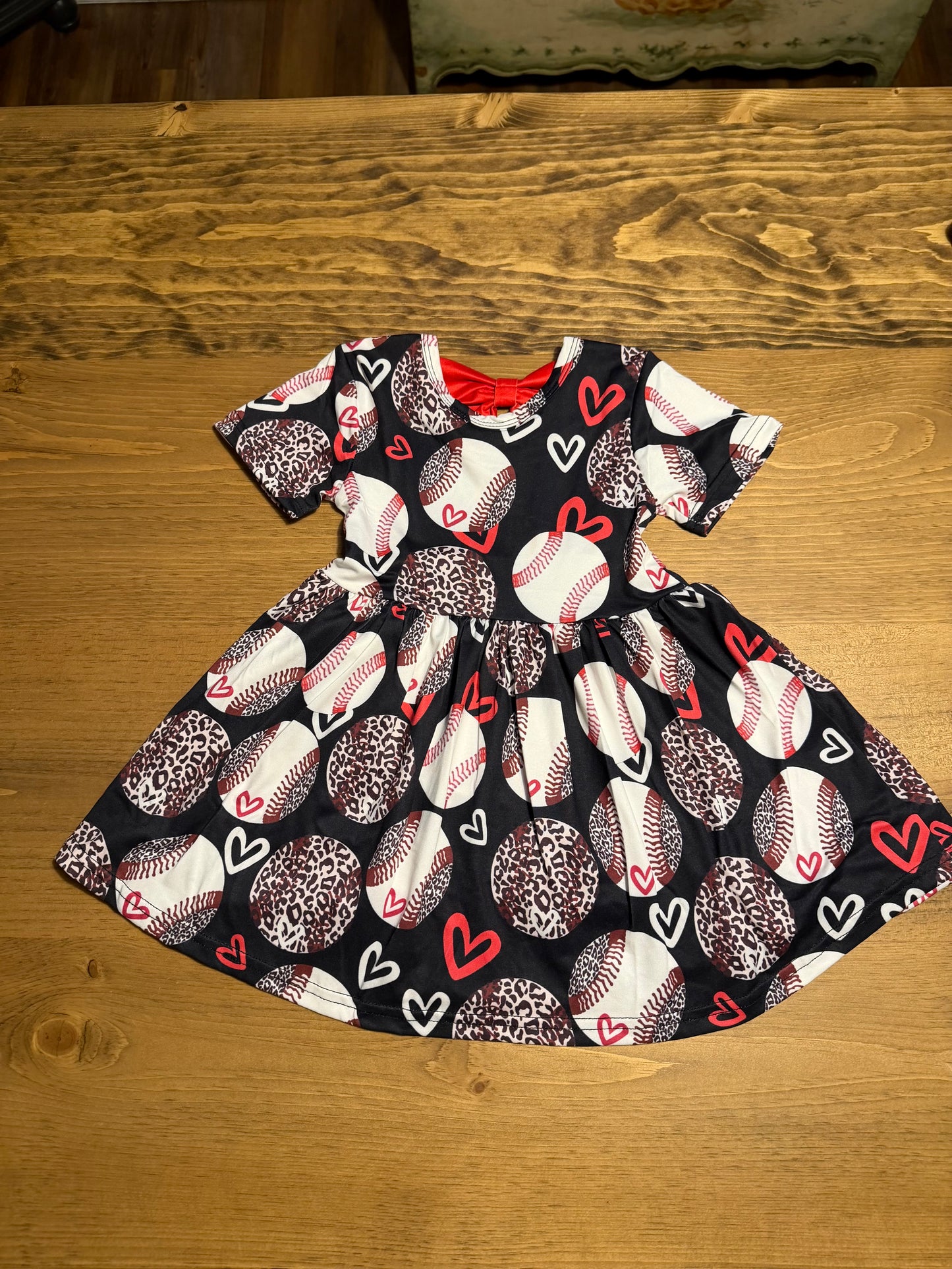 Baseball leopard heart dress