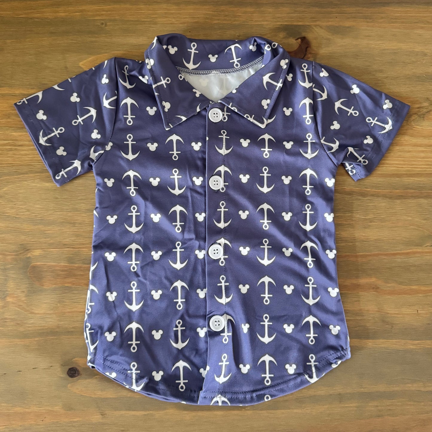 Cruise Anchor mouse Boys button up Shirt
