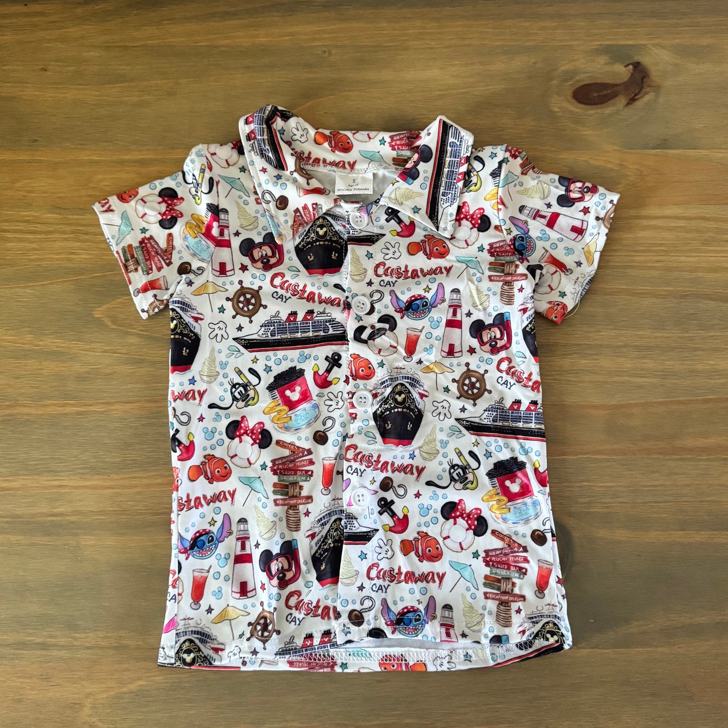 Castaway Cruise Mouse Boys button up Shirt