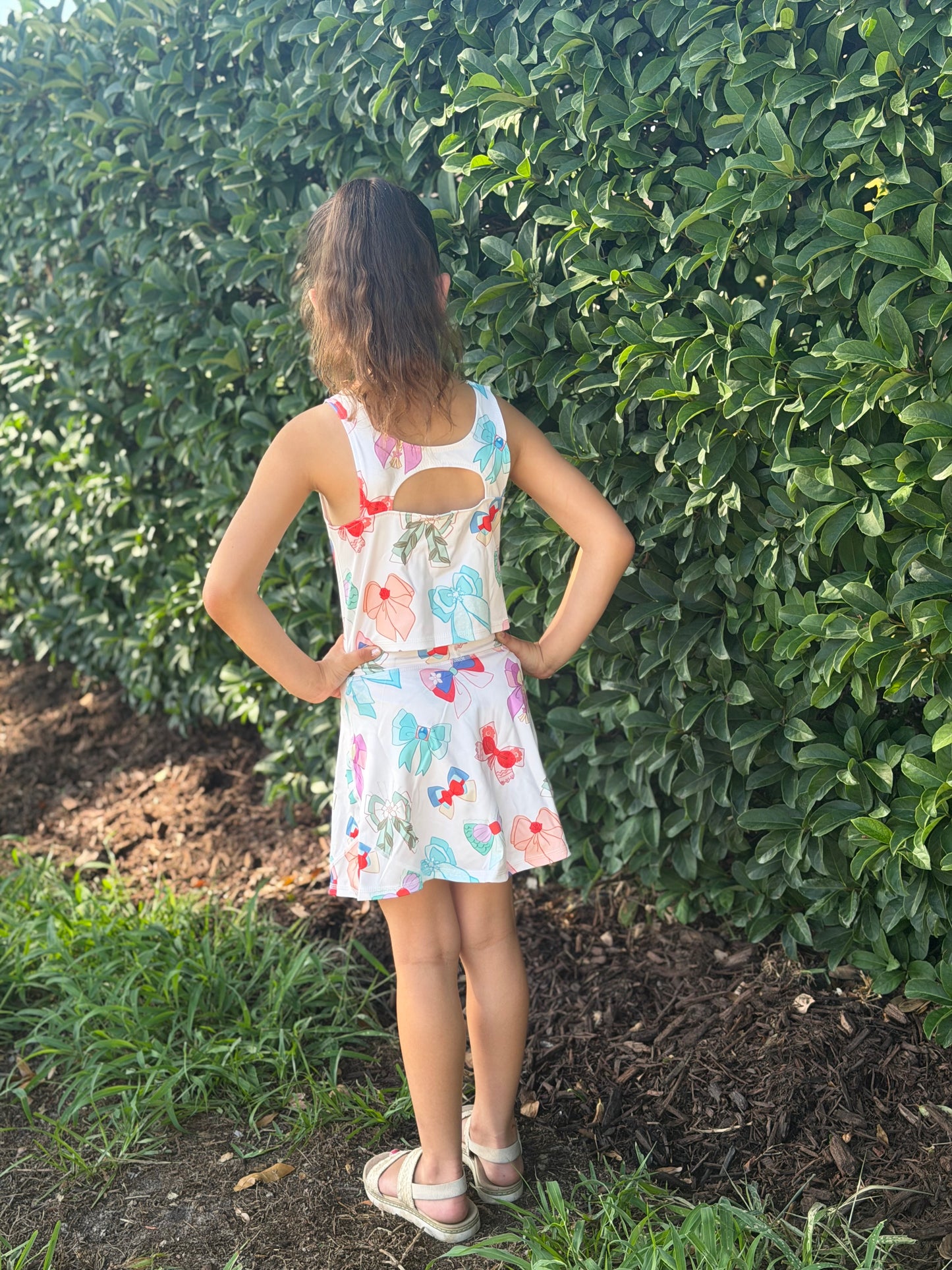Princess bows two piece active wear skirt with shorts