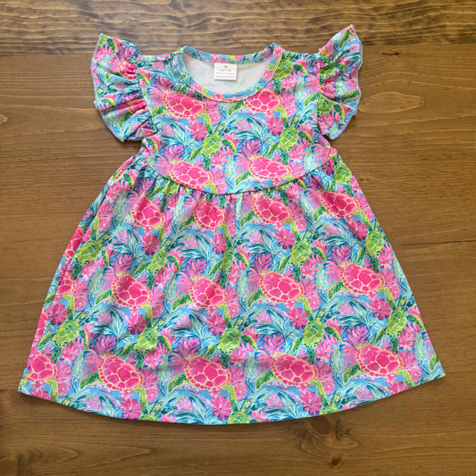 Turtle flutter sleeve dress