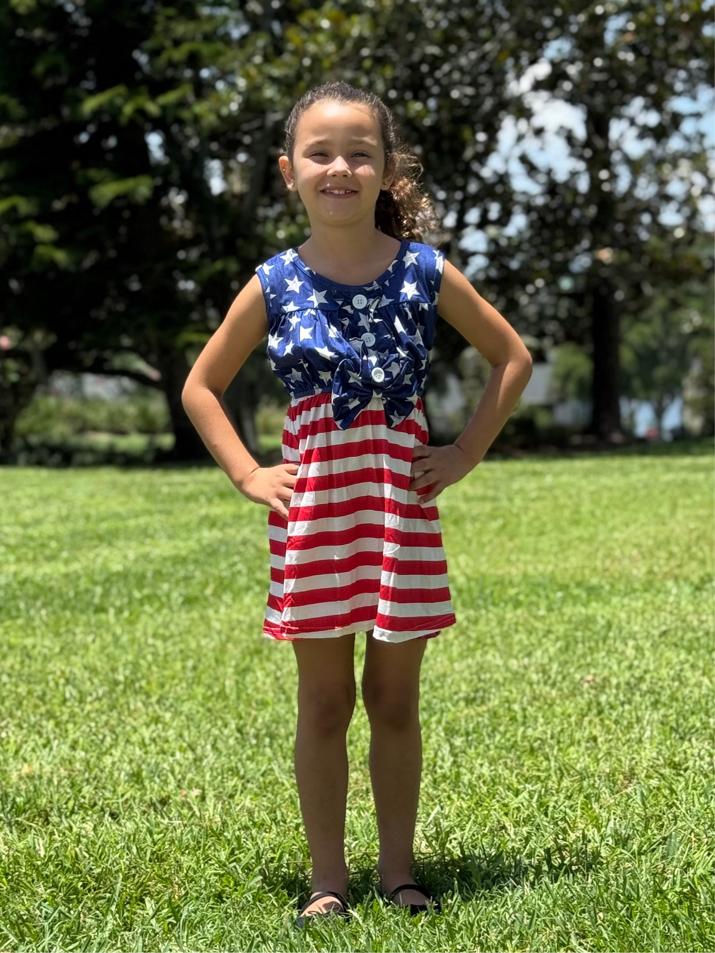 USA red white and blue Stars and Stripes dress