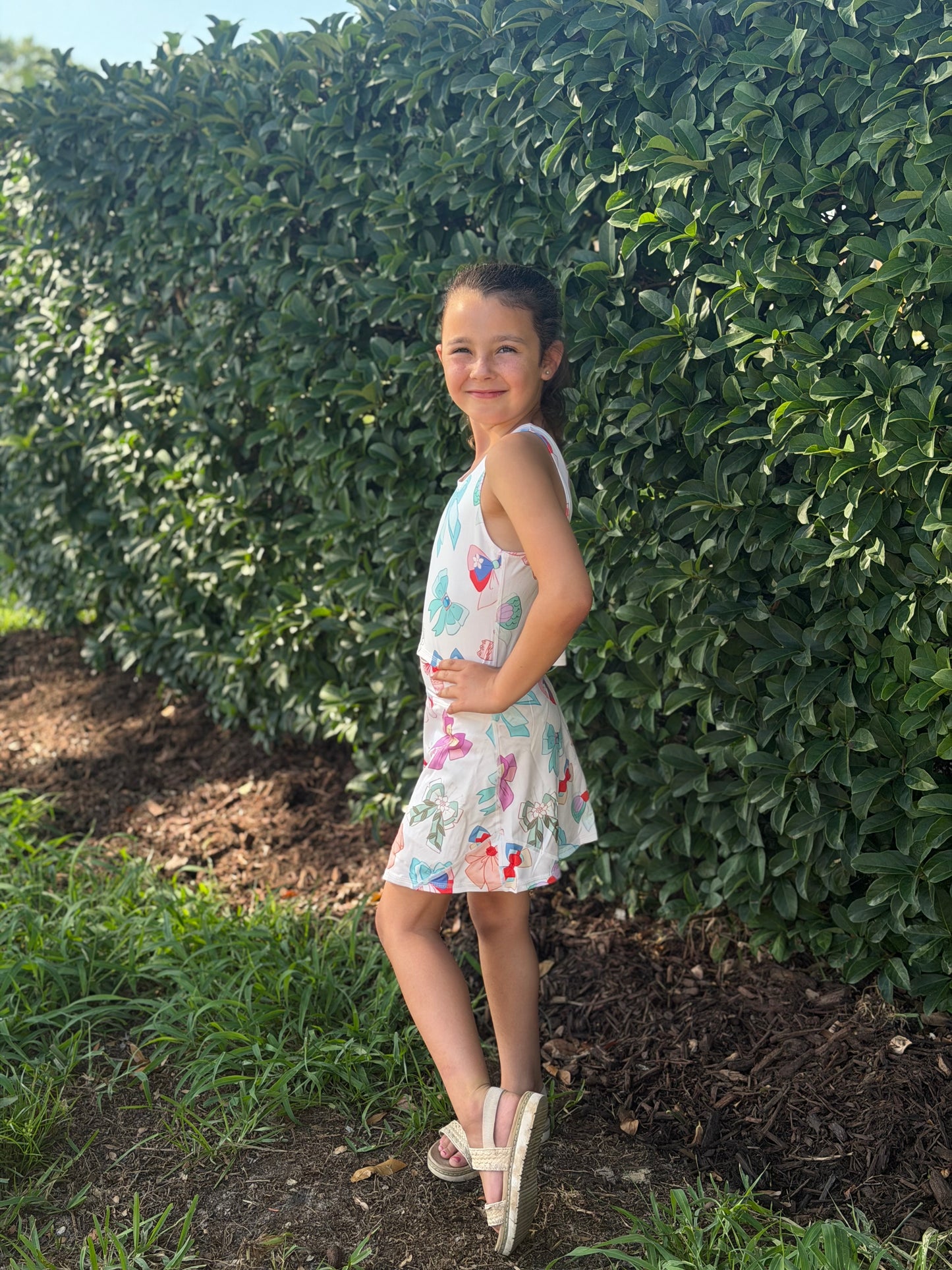 Princess bows two piece active wear skirt with shorts