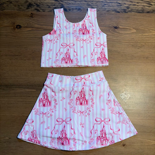 Pink Castle two piece active wear skirt with shorts