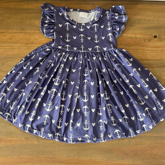 Cruise Anchor Mouse girls twirl dress with flutter sleeve